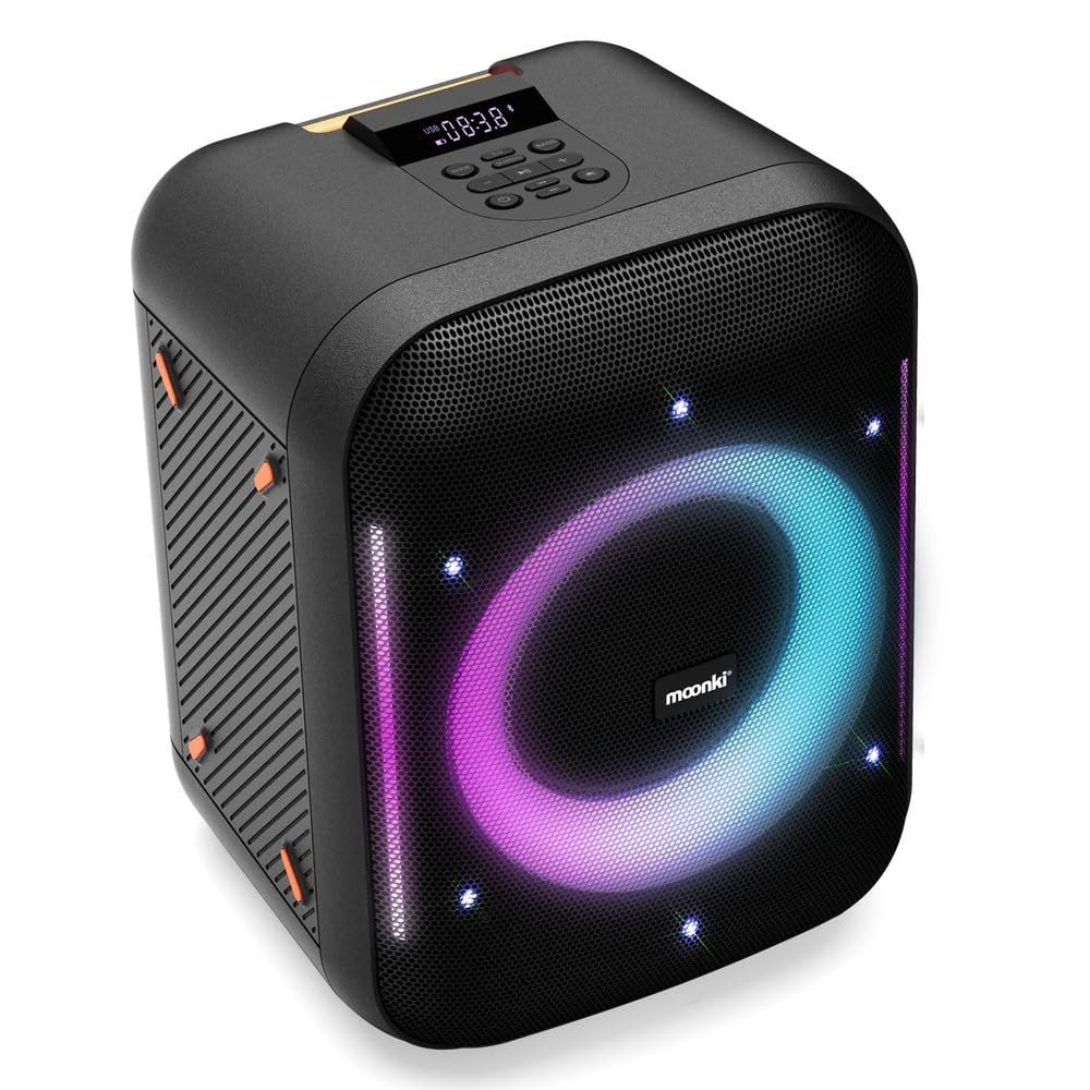 Moonki Sound MW-PB265LT Portable Rechargeable Party Speaker 6.5-inch Woofer with Mic Guitar Port LED Ring Light Effect Show TWS 1200 Watt PMPO 80Wrms