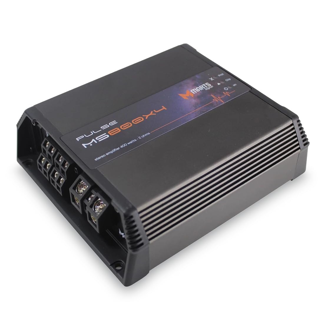 Marts Digital MS800X4 4 Channel Class D Amplifier | 800W RMS 2 Ohm | Full-Range Sound | High Efficiency | Low Heat Output | Compact Power Design | Bridge Channels | Car Audio Upgrade