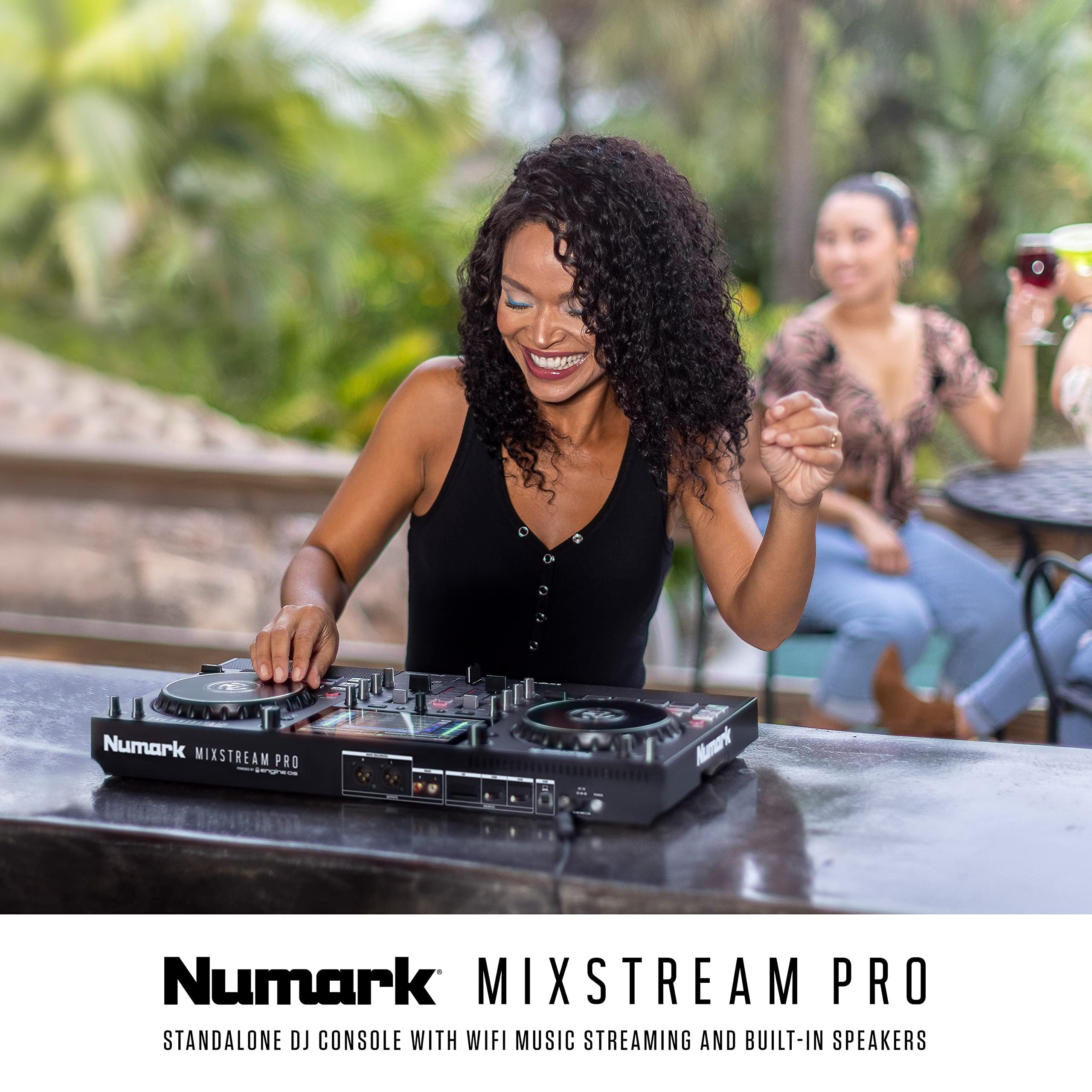 Numark Mixstream Pro Standalone System with Speakers, 7” Touch Screen, WiFi Streaming, 2 Channels & FX
