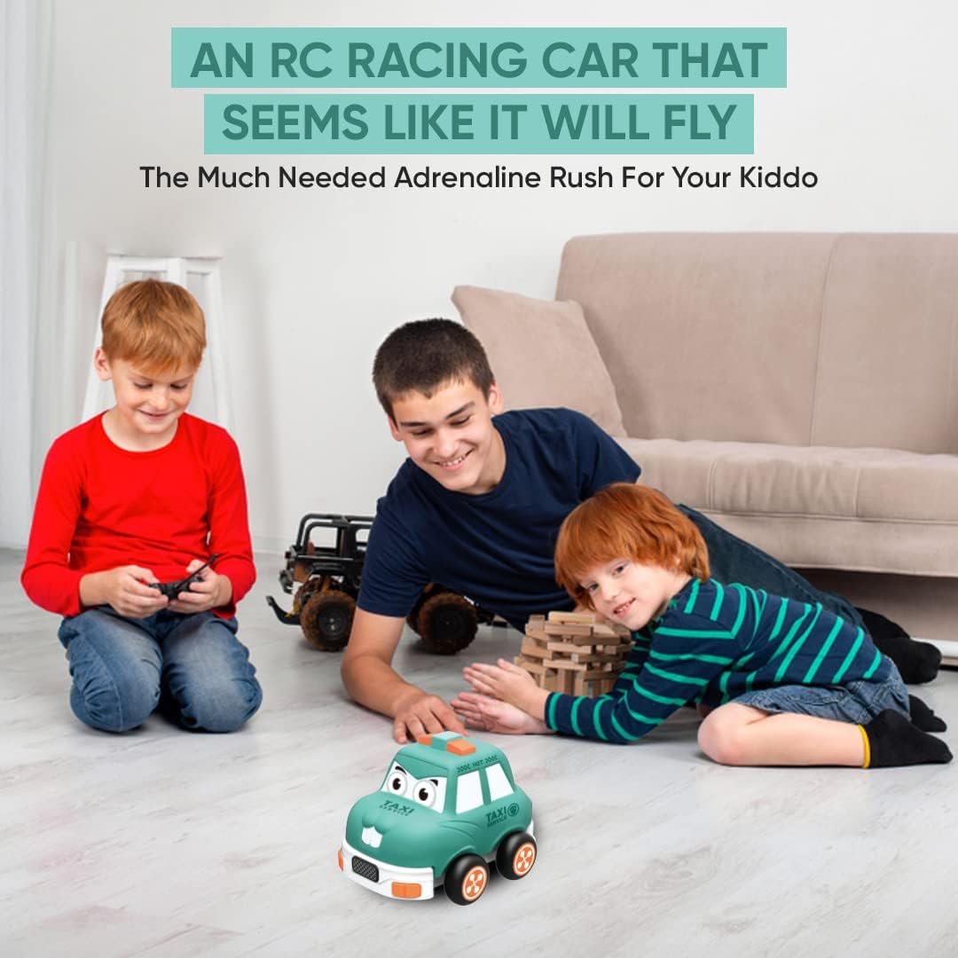 Skidz RC First Remote Control car for Toddlers, with Rubber Soft Cartoon Car Shells; Rc Cars for Babies with Lights, 3 Cute Cartoon Shells Included, Great Gift for Kids 3+ (Bee)