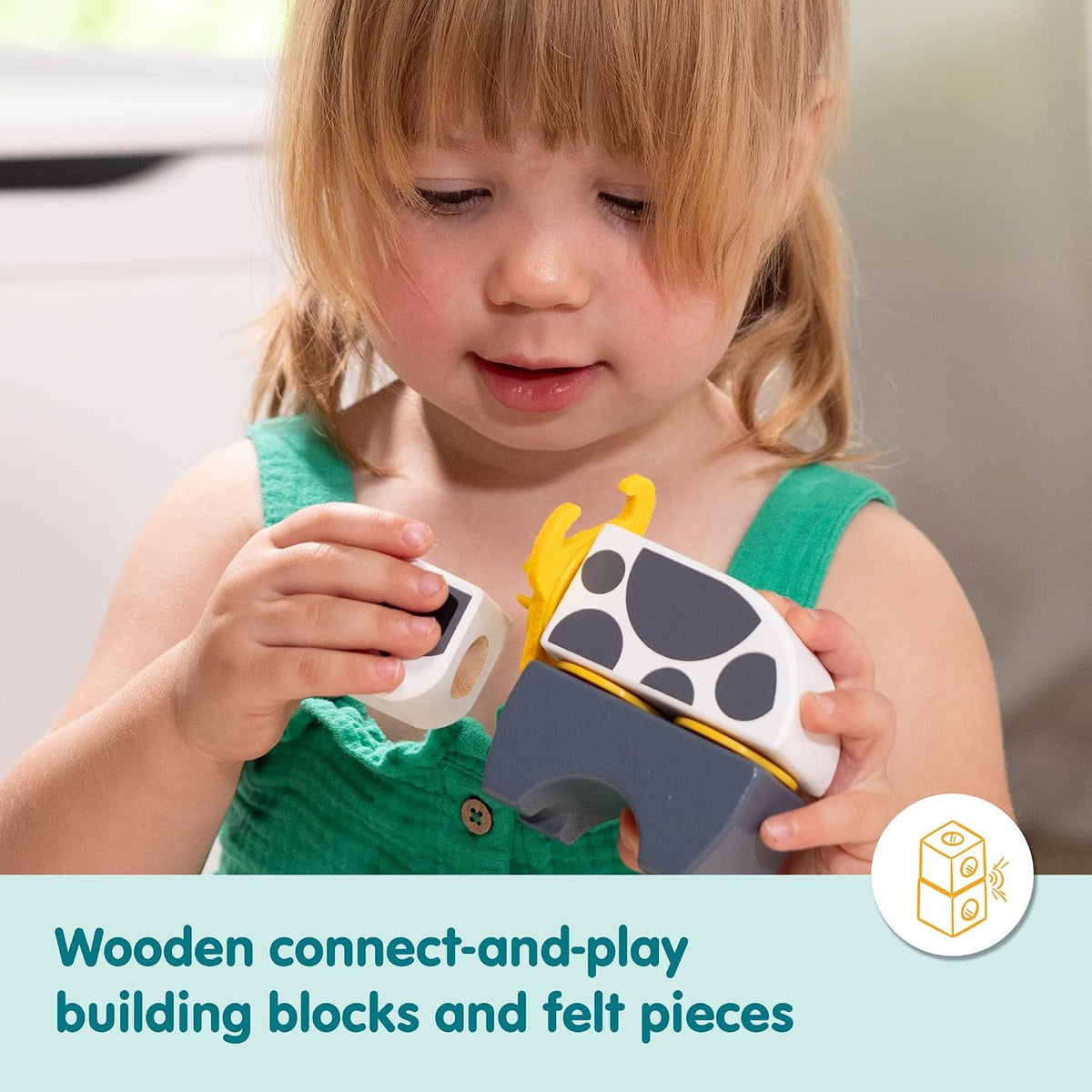 Melissa & Doug Blockables Farm Connectable Wooden Building Blocks Set