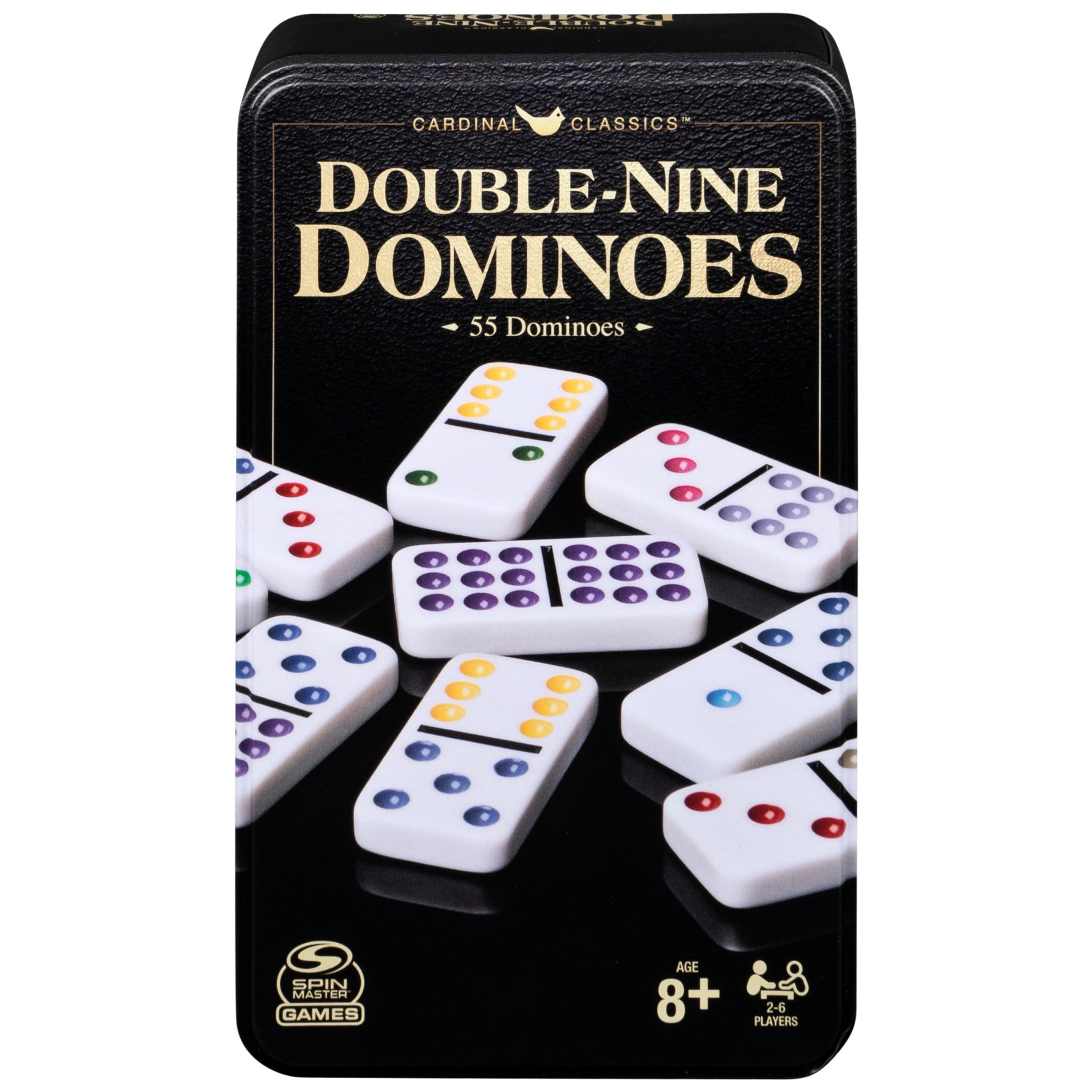 Spin Master Games, Cardinal Classics Double Nine Dominoes Set in Storage Tin, for Kids & Adults, Classic Game, 2-6 Players, for Ages 8 & Up