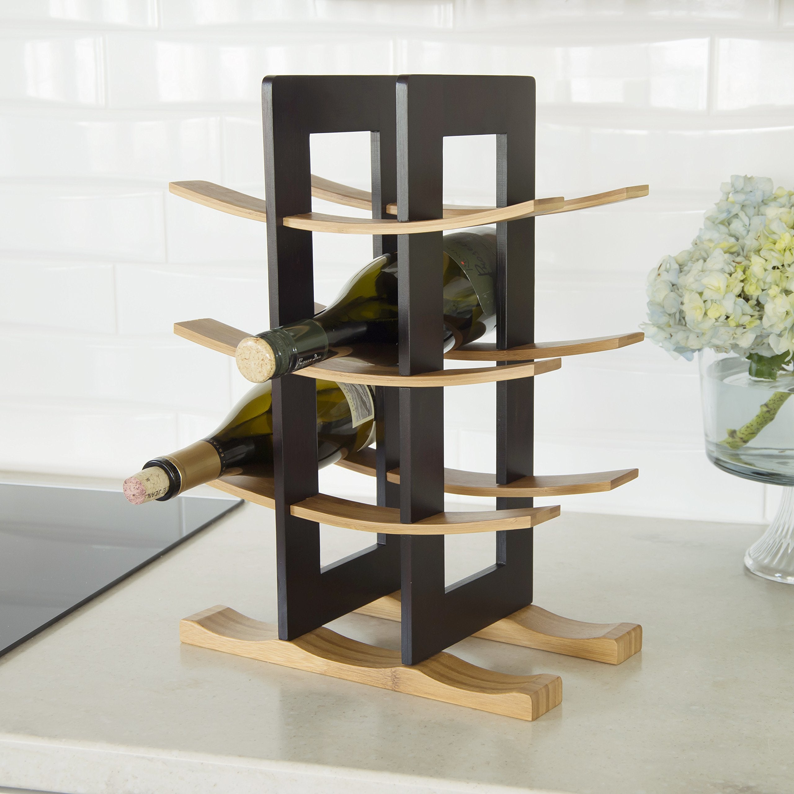 Anchor Home Collection Wine Rack with Espresso Finish, Natural Bamboo