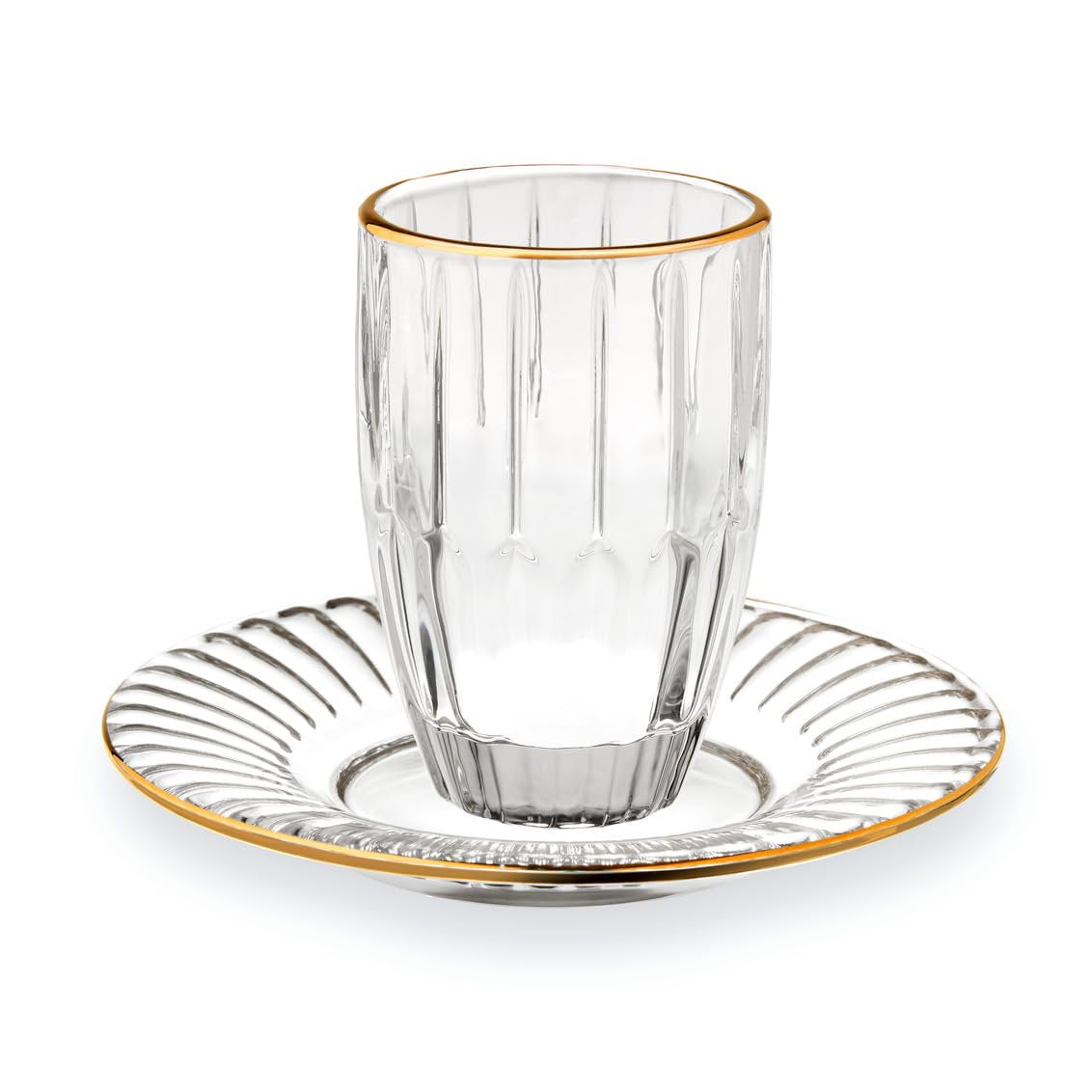 Godinger Kiddush Cup Set – 5.5 oz Gold-Plated Cup with Matching Plate for Shabbat & Jewish Rituals, Pleat