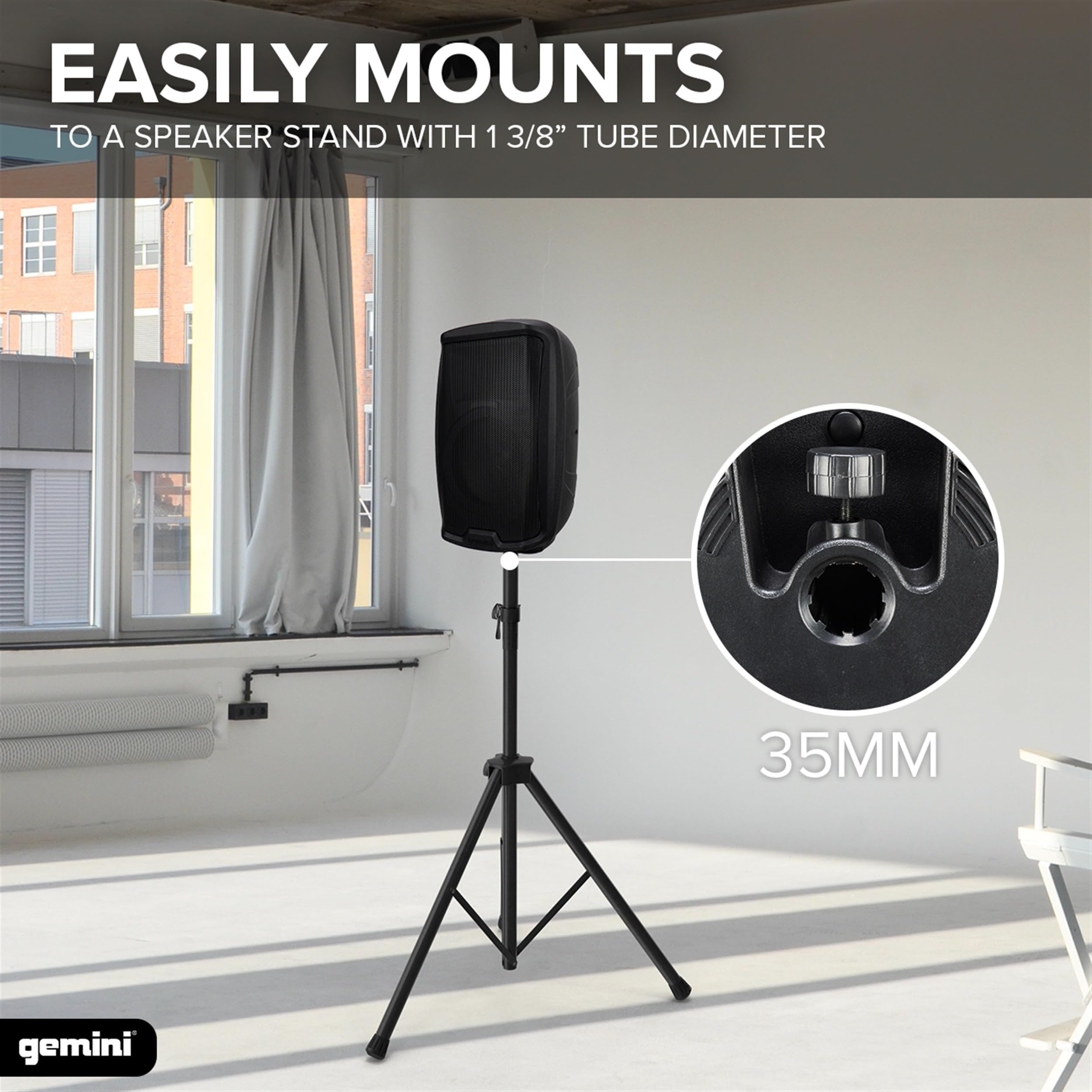 Gemini Sound AS-2108BT Active 8" Inch Woofer 500W Watt DJ Monitor Powered Amplified PA Speakers System With Bluetooth, Wireless Stereo Pairing, Onboard 2 Channel Mixer, Handles and Portable Fly Points
