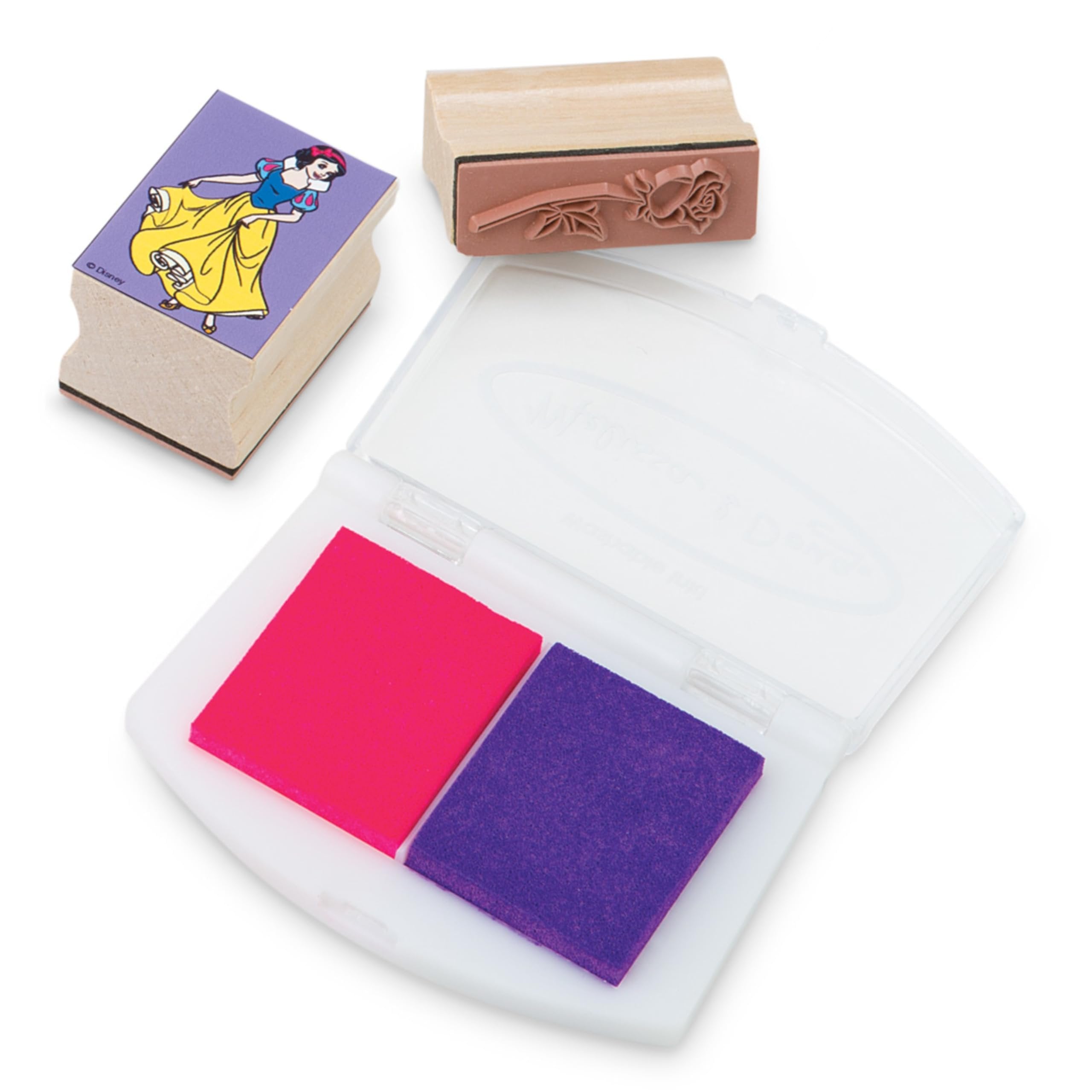 Melissa & Doug Disney Princess Wooden Stamp Set: 9 Stamps, 5 Colored Pencils, and 2-Color Stamp Pad