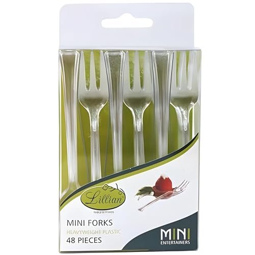 Lillian Tablesettings Mini Spoon | Clear | Pack of 48 Plastic Serve-ware, 48 Count (Forks)