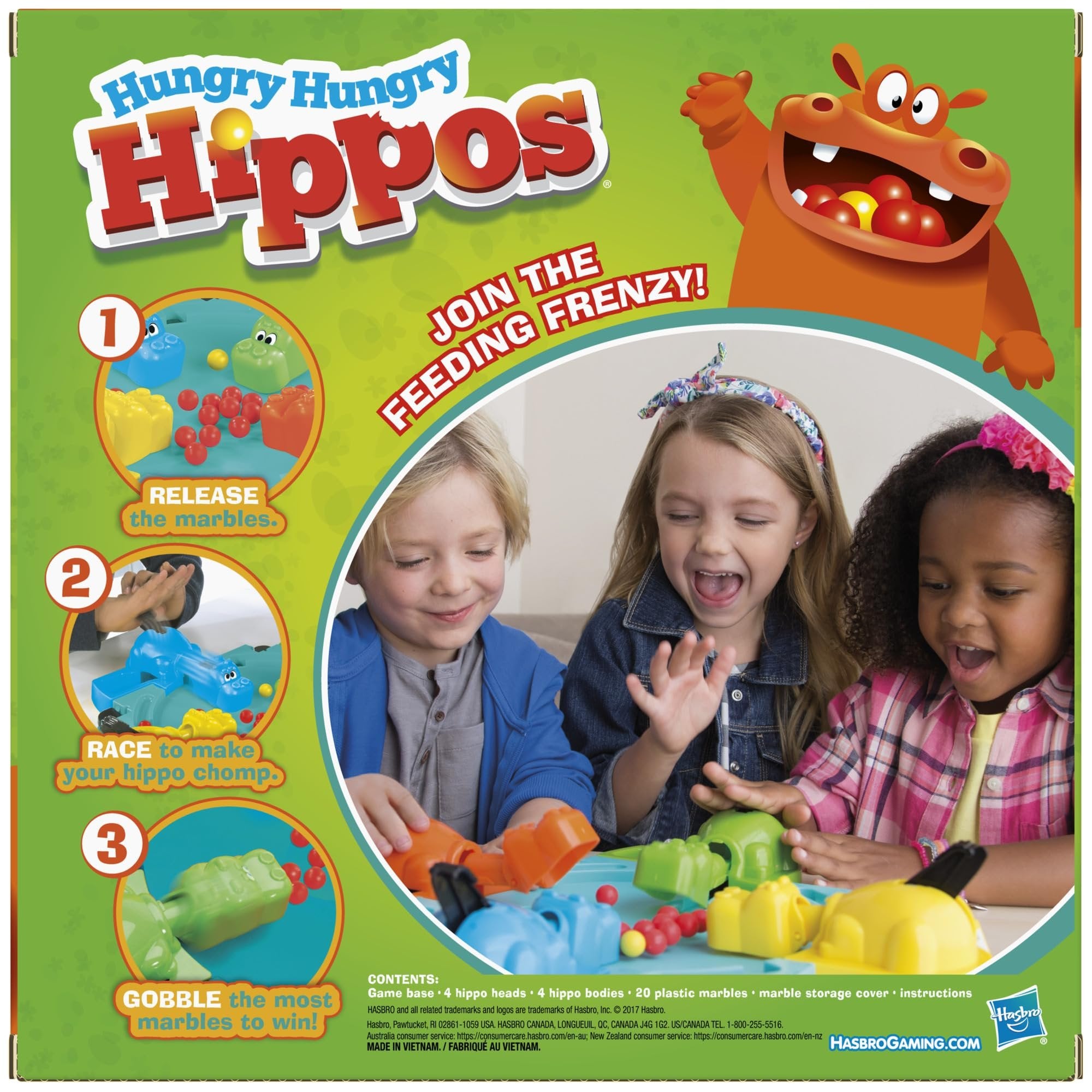 Hungry Hungry Hippos Kids Board Game, Preschool Games for 2-4 Players, Easy to Play Kids Games, Family Board Games for Kids, Kids Gifts, Ages 4 and Up