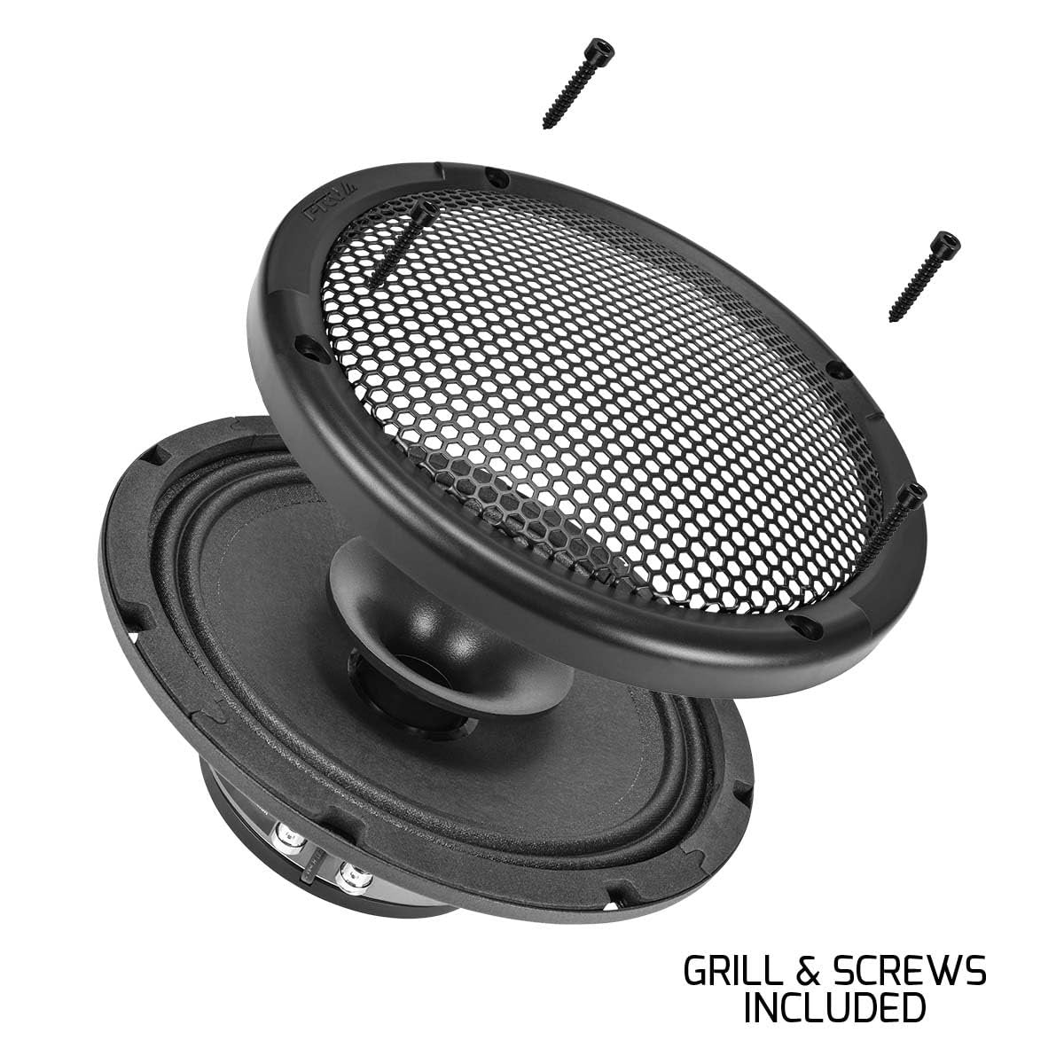 PRV AUDIO 8" Shallow Coaxial Car Audio Speaker 8CX380-4 Slim Loudspeaker with Built-in Tweeter Driver and Grill Included 380 Watts 4 Ohm (Single)